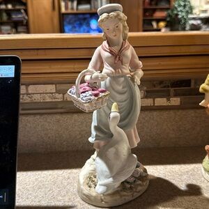 Andrea by Sadek Porcelain Goose Girl & Boy Vintage Figurine 10.5” Made in Japan
